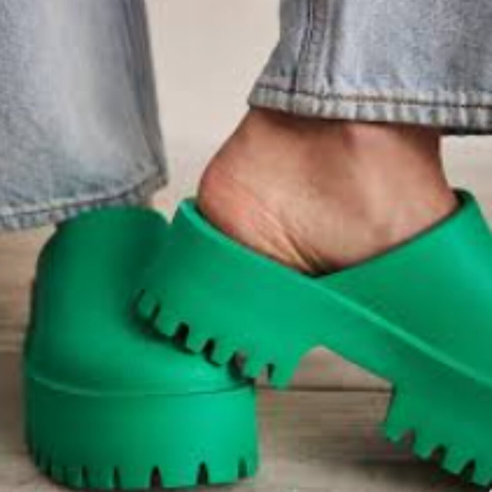 Jeffrey Campbell Bae Platform Mules in bright green